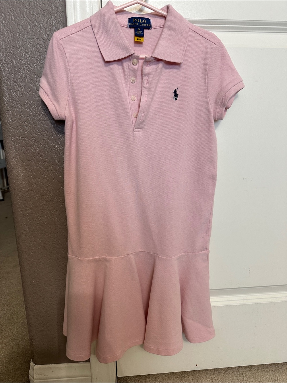 Polo by Ralph Lauren Light Pink Girls Polo Dress with Embroidered Pony